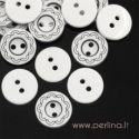 Resin button, white, 13 mm