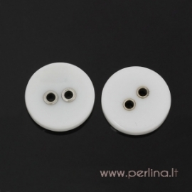 Resin button, white, 15 mm