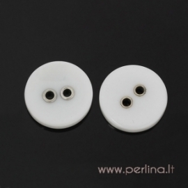 Resin button, white, 15 mm