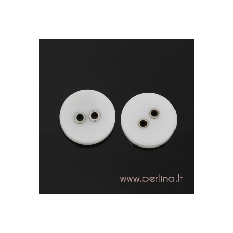 Resin button, white, 15 mm