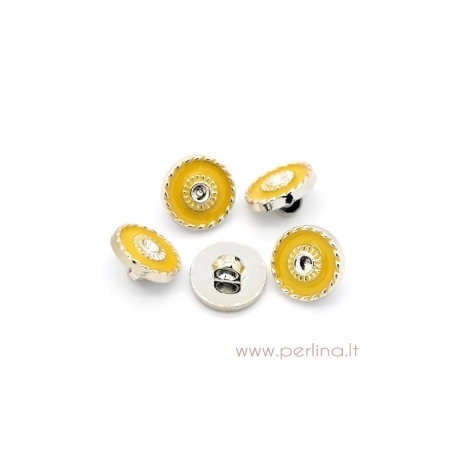 Acrylic button, yellow, 13 mm