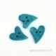 Wood button "Heart", aqua, 21x17 mm