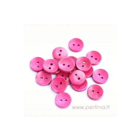 Wood button, fuchsia, 15 mm
