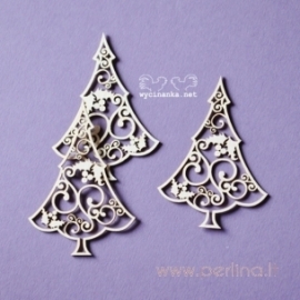 Chipboard "Lacy Christmas - christmas trees", 3 pcs