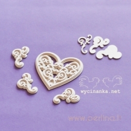 Chipboard "Back to the Vintage - heart and decorative corners", 5 pcs