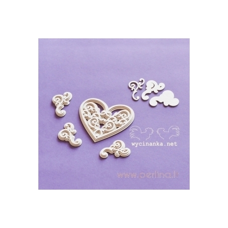 Chipboard "Back to the Vintage - heart and decorative corners", 5 pcs