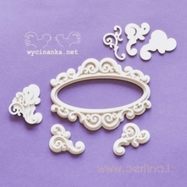 Chipboard "Back to the Vintage - frame and decorative corners", 5 pcs