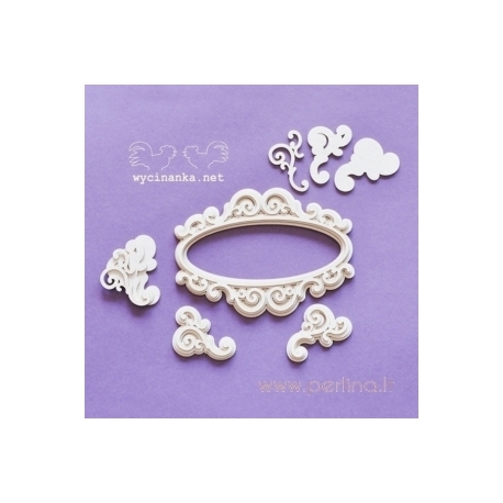 Chipboard "Back to the Vintage - frame and decorative corners", 5 pcs