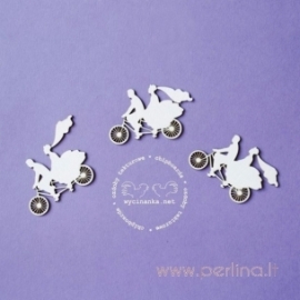 Chipboard "On The Wedding Day - the newlywed couples on bikes", 3 pcs