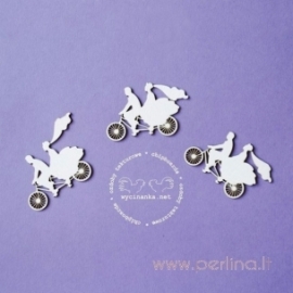 Chipboard "On The Wedding Day - the newlywed couples on bikes", 3 pcs