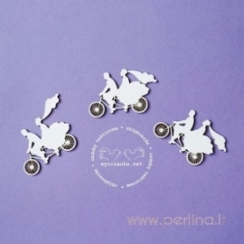Chipboard "On The Wedding Day - the newlywed couples on bikes", 3 pcs