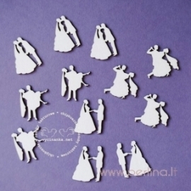 Chipboard "On The Wedding Day - the newlywed couples, mini", 12 pcs