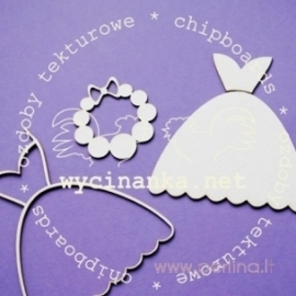 Chipboard "Sweet Dreams - dress and beads", 3 pcs