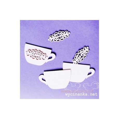 Chipboard "A cup of tea, retro", 3 pcs