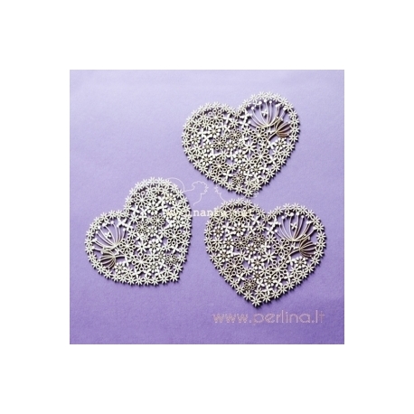 Chipboard "Lacy heart", 3 pc