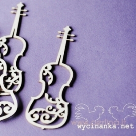 Chipboard "Violin with ornament", 3 pcs