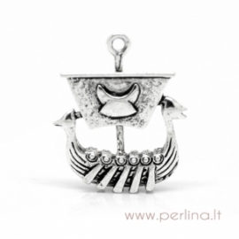 Antique silver pendant "Pirate ship", 27x22 mm