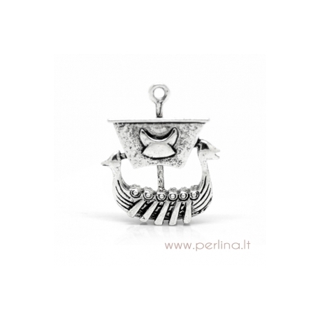 Antique silver pendant "Pirate ship", 27x22 mm