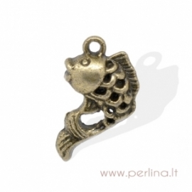 Antique bronze pendant "Gold Fish", 20x12 mm