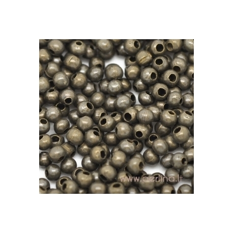 Intarpas - karoliukas, ant. bronzos sp., 2 mm, 50 vnt