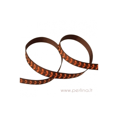 Grosgrain ribbon "Coffee Leaf", 10 mm, 1 m