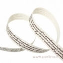 Cotton fabric ribbon "Message", 15 mm, 1 m