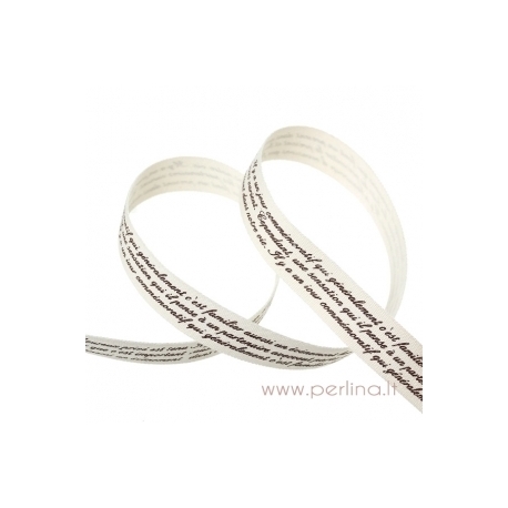 Cotton fabric ribbon "Message", 15 mm, 1 m