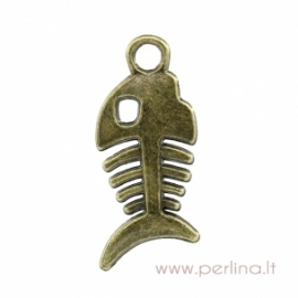 Antique bronze pendant "Fish bone", 28x12 mm