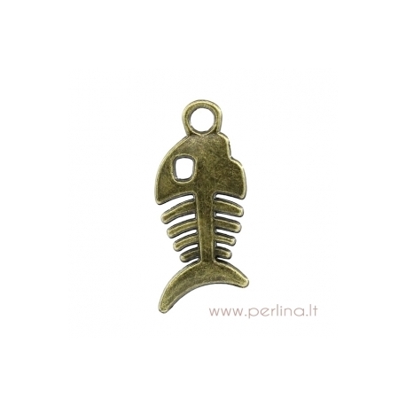 Antique bronze pendant "Fish bone", 28x12 mm