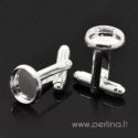 Cuff links, silver plated, 26x12 mm, 2 pcs