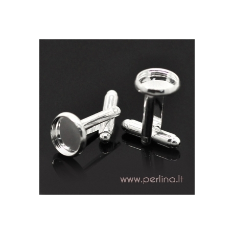 Cuff links, silver plated, 26x12 mm, 2 pcs