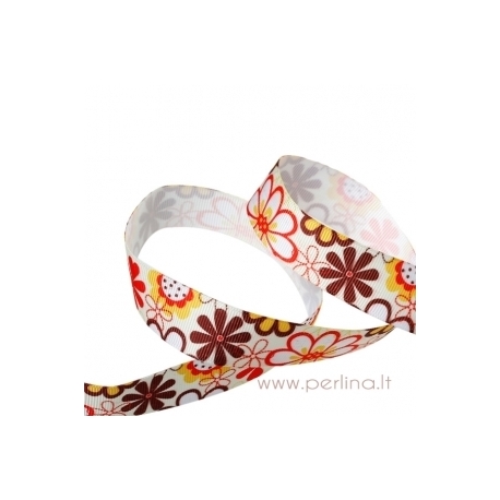 Grosgrain ribbon "Multicolor Meadow Flower", 22 mm, 1 m