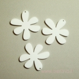 Plexiglass finding-pendant "Flower 1", white, 4x4 cm, 1 pc