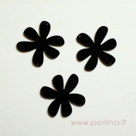 Plexiglass finding-connector "Flower", black, 4x4 cm
