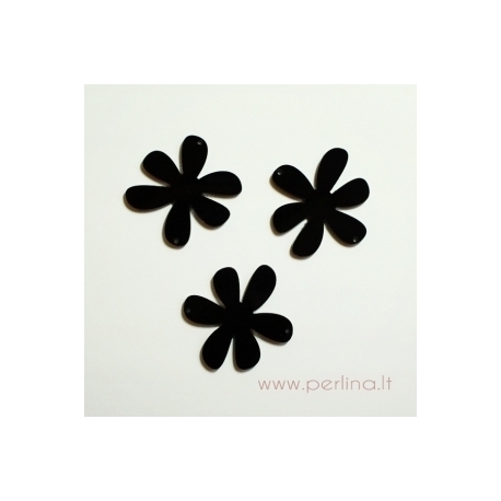 Plexiglass finding-connector "Flower", black, 4x4 cm