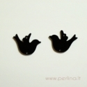 Plexiglass finding-connector "Little bird", black, 3x2,3 cm