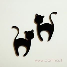 Plexiglass finding-pendant "Cat 1", black, 4x3,2 cm