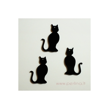 Org. stiklo detalė-pakabukas "Katinėlis 2", 4x2,5 cm, 1 vnt
