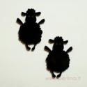 Org. stiklo detalė-pakabukas "Avytė", juodos sp., 4x2,7 cm