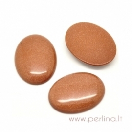 Synthetic gold sand stone cabochon, 40x30 mm,1 pc