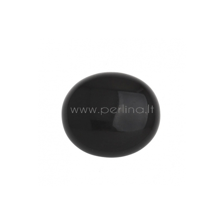 Synthetic black onyx cabochon, 28x25 mm