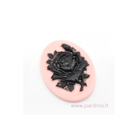Akrilinė kamėja "Black flower", 41x30 mm