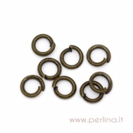 Open jump ring, antique bronze, 5x0,8 mm, 20 pcs