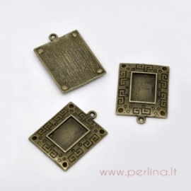Antique bronze pendant - frame, 31x23 mm