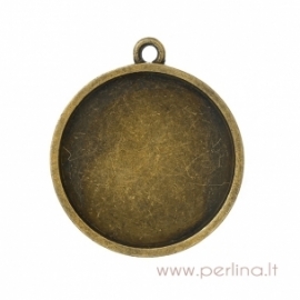 Antique bronze pendant - frame, 3,8x3,4 cm