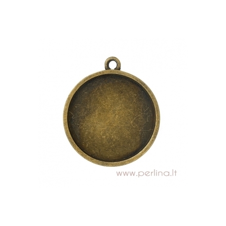 Antique bronze pendant - frame, 3,8x3,4 cm