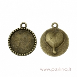 Cabochon setting pendant "Heart", antique bronze, 26x22 mm