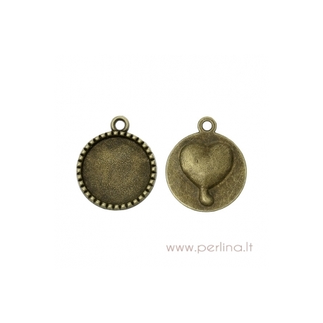 Cabochon setting pendant "Heart", antique bronze, 26x22 mm