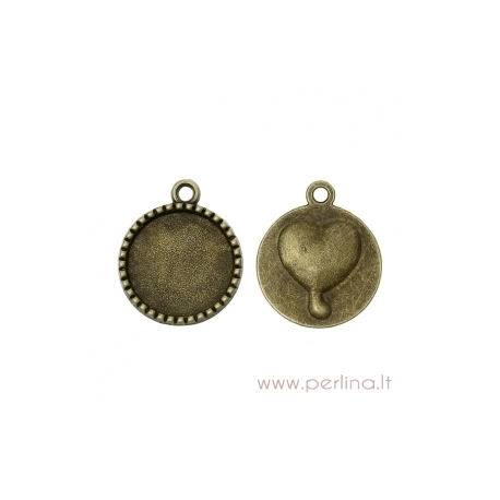 Pakabukas kabošonui "Širdis", ant. bronzos sp., 26x22 mm