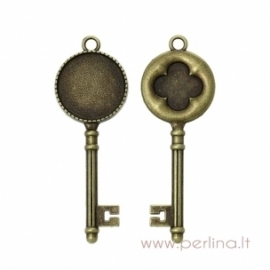 Cabochon setting pendant "Key", antique bronze, 6,2x2,2 mm